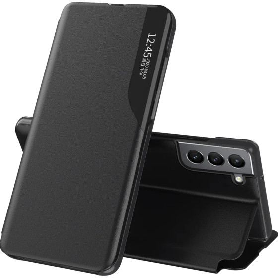 Hurtel Eco Leather View Case elegant case with a flip cover and stand function for Samsung Galaxy S22 + (S22 Plus) black - (Eco Leather View Samsung S22 Plus Black)