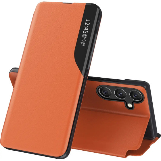 Hurtel Eco Leather View Case elegant case with flap and stand function for Samsung Galaxy A56 - orange - (Eco Leather View Case Samsung Galaxy A56 Orange)