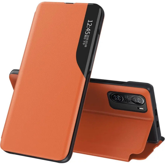 Hurtel Eco Leather View Case Elegant Flip Cover Case with Stand Function Xiaomi Redmi K40 Pro + / K40 Pro / K40 / Poco F3 Orange - (Eco Leather View Case Xiaomi POCO F3/Redmi K40 Orange)