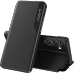 Hurtel Eco Leather View Case for Samsung Galaxy S24 FE with Flip and Stand - Black - (Eco Leather View Case Samsung Galaxy S24 FE Black)