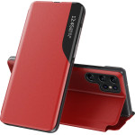 Hurtel Eco Leather View Case for Samsung Galaxy S25 Ultra with Flip and Stand - Red - (Eco Leather View Case Samsung Galaxy S25 Ultra Red)