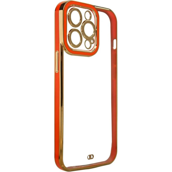 Hurtel Fashion Case for iPhone 13 Pro Gold Frame Gel Cover Red - (FASHION CASE iPhone 13 Pro RED)