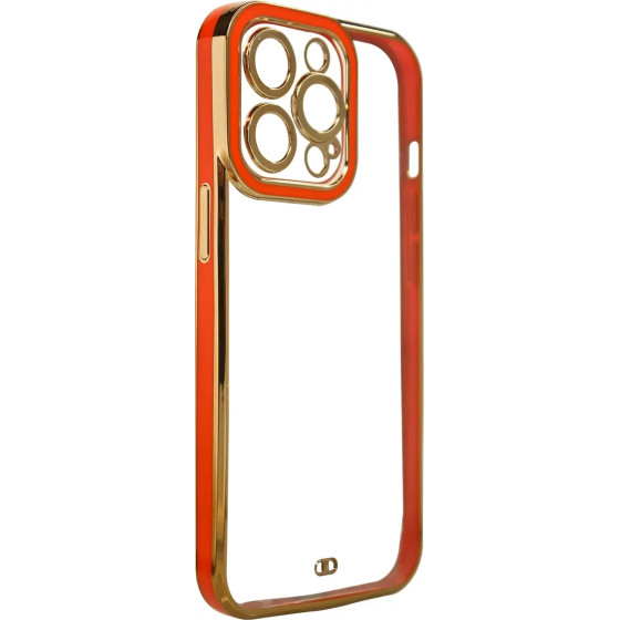 Hurtel Fashion Case for iPhone 13 Pro Max Gold Frame Gel Cover Red - (FASHION CASE iPhone 13 Pro Max RED)
