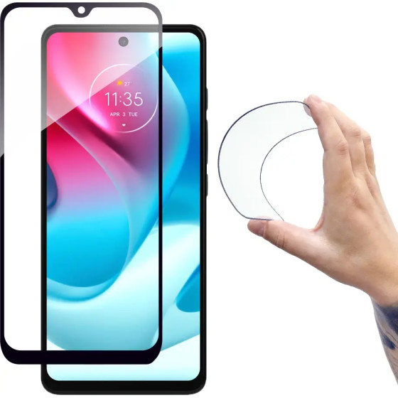 Hurtel Full Cover Flexi Nano Glass Film Tempered Glass with Moto G60s Frame - (Full cover nano film MOTO G60S black)