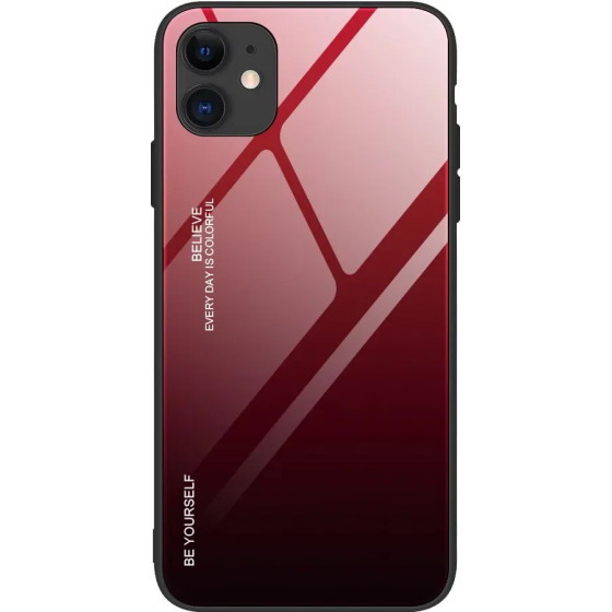 Hurtel Gradient Glass Durable Cover with Tempered Glass Back iPhone 12 mini black-red - (Gradient Glass Case iPhone 12 (mini) red/black)