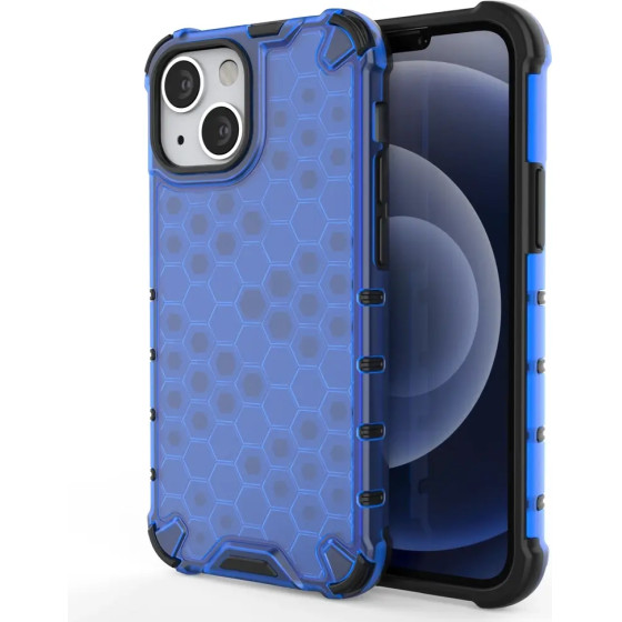 Hurtel Honeycomb Case armor cover with TPU Bumper for iPhone 13 mini blue - (Honeycomb Apple iPhone 13 Mini Blue)