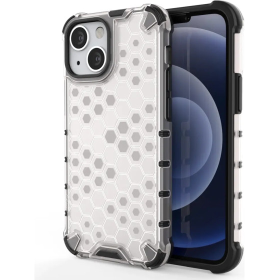 Hurtel Honeycomb Case armor cover with TPU Bumper for iPhone 13 mini transparent - (Honeycomb Apple iPhone 13 Mini Transparent)