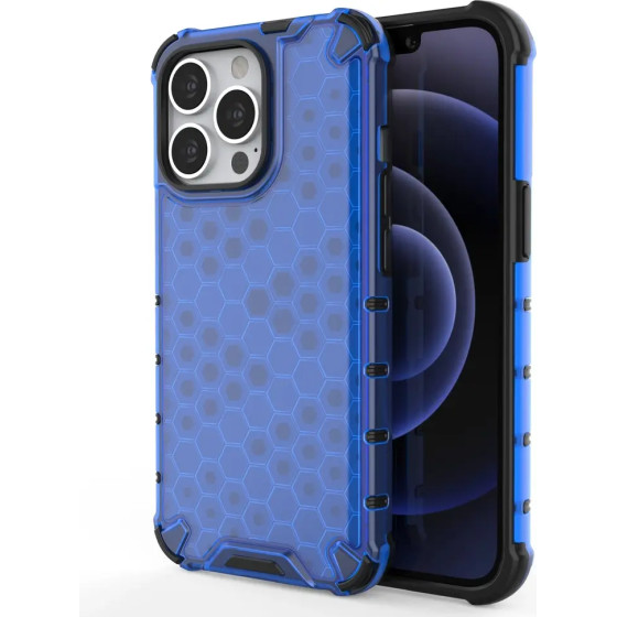 Hurtel Honeycomb Case armor cover with TPU Bumper for iPhone 13 Pro blue - (Honeycomb Apple iPhone 13 PRO Blue)