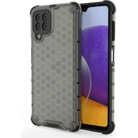 Hurtel Honeycomb Case armor cover with TPU Bumper for Samsung Galaxy A22 4G black - (Honeycomb Samsung A22 4G Black)