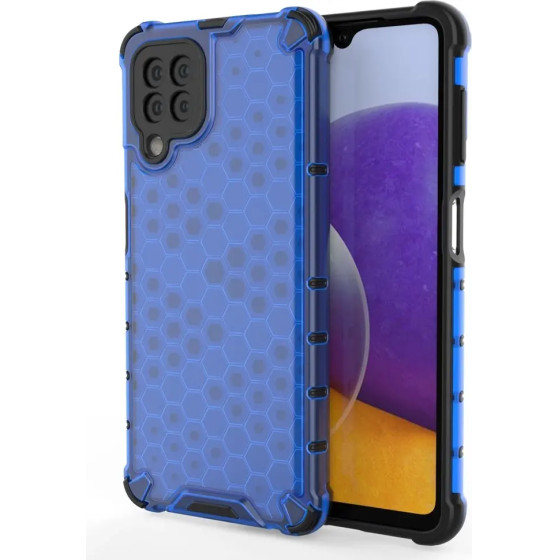 Hurtel Honeycomb Case armor cover with TPU Bumper for Samsung Galaxy A22 4G blue - (Honeycomb Samsung A22 4G Blue)