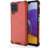 Hurtel Honeycomb Case armor cover with TPU Bumper for Samsung Galaxy A22 4G red - (Honeycomb Samsung A22 4G Red)