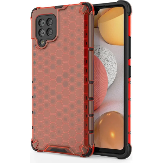 Hurtel Honeycomb Case armor cover with TPU Bumper for Samsung Galaxy A42 5G red - (Honeycomb Samsung A42 5G Red)