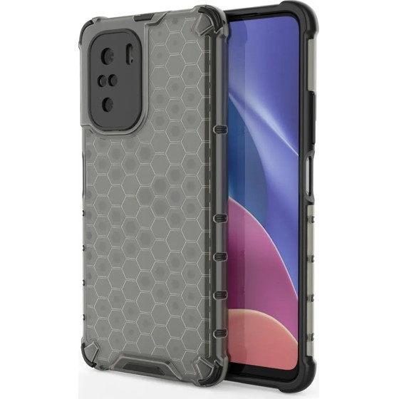 Hurtel Honeycomb Case armor cover with TPU Bumper for Xiaomi Redmi K40 Pro+ / K40 Pro / K40 / Poco F3 black - (Honeycomb Xiaomi POCO F3/Redmi K40 Black)