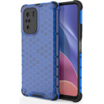 Hurtel Honeycomb Case armor cover with TPU Bumper for Xiaomi Redmi K40 Pro+ / K40 Pro / K40 / Poco F3 blue - (Honeycomb Xiaomi POCO F3/Redmi K40 Blue)