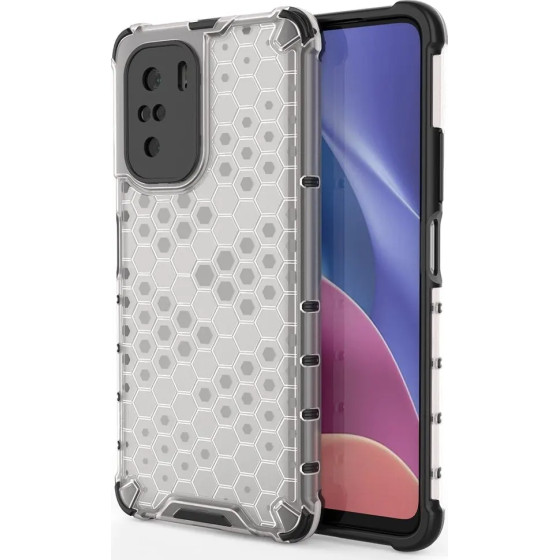 Hurtel Honeycomb Case armor cover with TPU Bumper for Xiaomi Redmi K40 Pro+ / K40 Pro / K40 / Poco F3 transparent - (Honeycomb Xiaomi POCO F3/Redmi K40 Transparent)