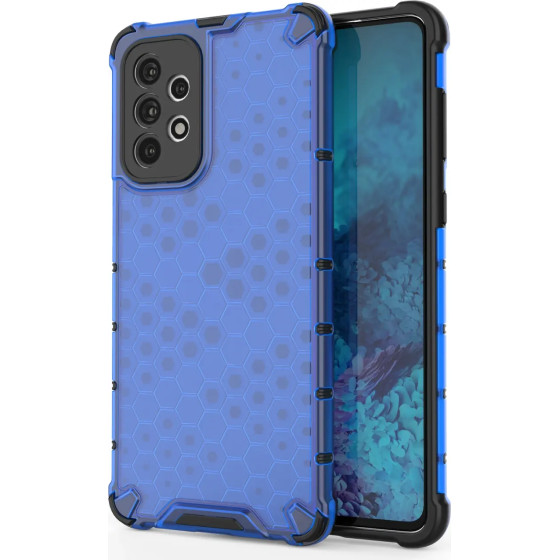 Hurtel Honeycomb case armored cover with a gel frame for Samsung Galaxy A73 blue - (Honeycomb Samsung A73 Blue)
