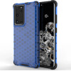 Hurtel Honeycomb case armored cover with a gel frame for Samsung Galaxy S22 Ultra blue - (Honeycomb Samsung S22 Ultra Blue)