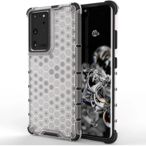 Hurtel Honeycomb case armored cover with a gel frame for Samsung Galaxy S22 Ultra transparent - (Honeycomb Samsung S22 Ultra Transparent)