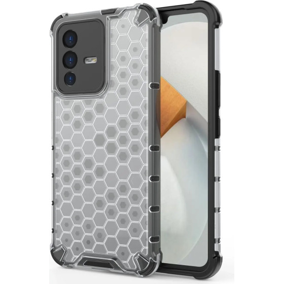 Hurtel Honeycomb case armored cover with a gel frame for Vivo V23 5G transparent - (Honeycomb Vivo V23 5G Transparent)