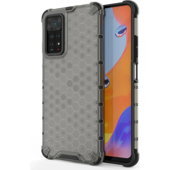 Hurtel Honeycomb case armored cover with a gel frame for Xiaomi Redmi Note 11 Pro + / 11 Pro black - (Honeycomb Xiaomi Redmi Note 11 Pro/11 Pro Plus Black)