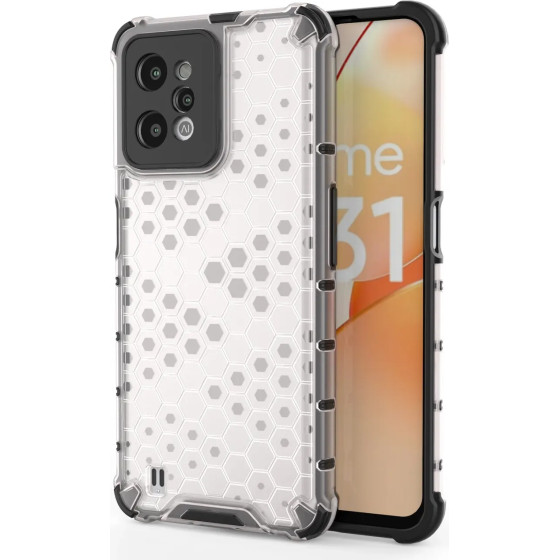Hurtel Honeycomb case armored cover with a gel frame Realme C31 transparent - (Honeycomb REALME C31 Transparent)