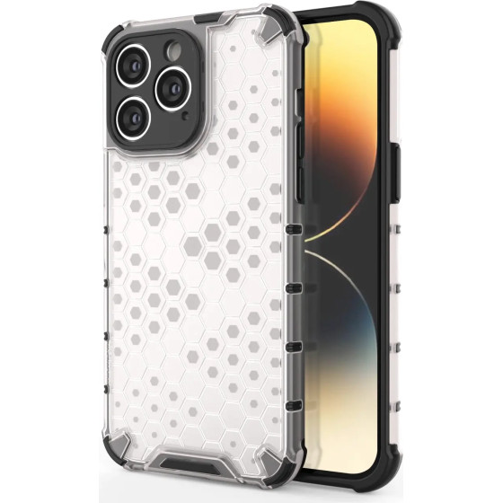 Hurtel Honeycomb case for iPhone 14 Pro Max armored hybrid cover transparent - (Honeycomb IPHONE 14 PRO MAX Transparent)