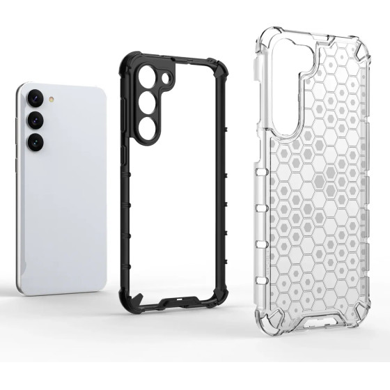 Hurtel Honeycomb case for Samsung Galaxy S23+ armored hybrid cover transparent - (Honeycomb Samsung S23 Plus Transparent)