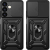 Hurtel Hybrid Armor Camshield armored case for Samsung Galaxy S24+ with camera cover - black - (Hybrid Armor Camshield Samsung S24+ Black)