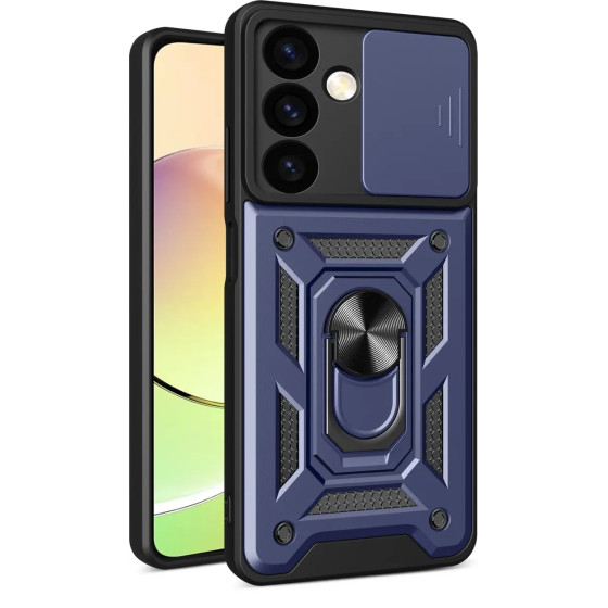 Hurtel Hybrid Armor Camshield armored case for Samsung Galaxy S24+ with camera cover - blue