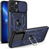 Hurtel Hybrid Armor Camshield case for iPhone 13 Pro armored case with camera cover blue - (Hybrid Armor Camshield iPhone 13 Pro BLUE)