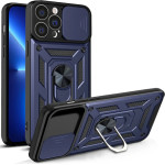 Hurtel Hybrid Armor Camshield case for iPhone 13 Pro armored case with camera cover blue - (Hybrid Armor Camshield iPhone 13 Pro BLUE)