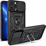 Hurtel Hybrid Armor Camshield case for iPhone 13 Pro Max armored case with camera cover black - (Hybrid Armor Camshield iPhone 13 Pro Max BLACK)