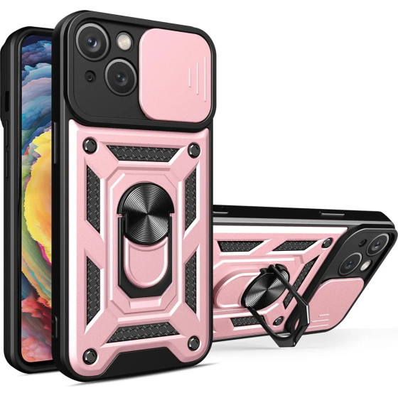 Hurtel Hybrid Armor Camshield case for iPhone 14 Plus armored case with camera cover pink - (Hybrid Armor Camshield iPhone 14 Plus PINK)