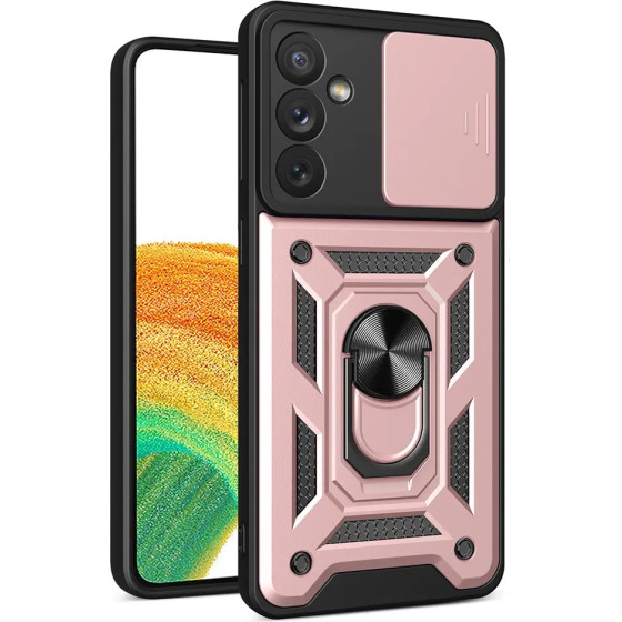 Hurtel Hybrid Armor Camshield case for Samsung Galaxy A14 armored case with camera cover pink - (Hybrid Armor Camshield Samsung A14 PINK)