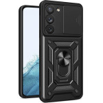 Hurtel Hybrid Armor Camshield case for Samsung Galaxy S23 armored case with camera cover black - (Hybrid Armor Camshield Samsung S23 BLACK)