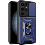 Hurtel Hybrid Armor Camshield case for Samsung Galaxy S24 Ultra armored with camera cover - blue