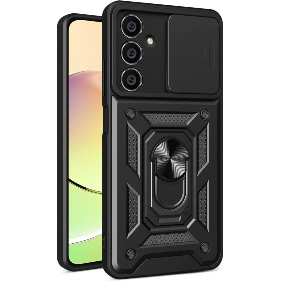 Hurtel Hybrid Armor Camshield case for Samsung S23 FE with camera cover - black - (Hybrid Armor Camshield Samsung S23 FE BLACK)