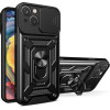 Hurtel Hybrid Armor Camshield case for Vivo Y16 / Vivo Y02s armored case with camera cover black - (Hybrid Armor Camshield vivo Y16/Y02s Black)