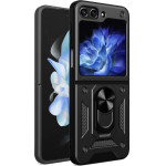 Hurtel Hybrid Armor Camshield Case for Z Flip 5 5G with Camera Protector - Black - (Hybrid Armor Camshield Samsung Z Flip 5 5G BLACK)