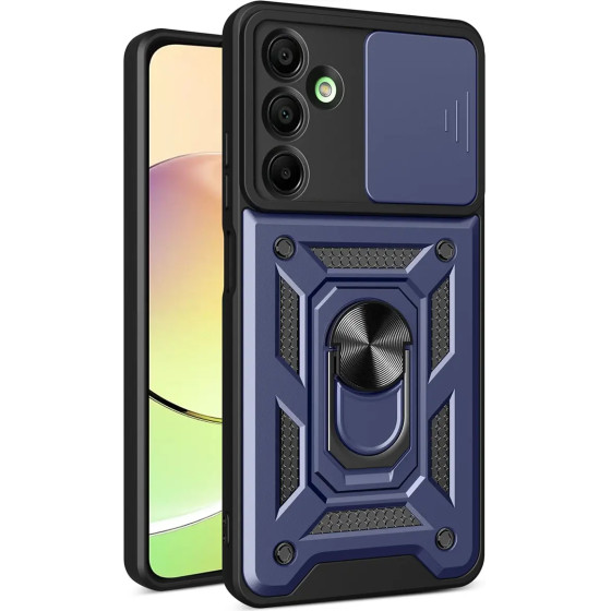 Hurtel Hybrid Armor Camshield Case with Camera Cover and Metal Ring for Samsung Galaxy A16 / A16 5G - Blue - (Hybrid Armor Camshield Samsung A16 / A16 5G Blue)