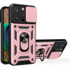 Hurtel Hybrid Armor Camshield case with stand and camera cover for iPhone 15 Pro - pink - (Hybrid Armor Camshield iPhone 15 Pro PINK)