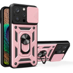 Hurtel Hybrid Armor Camshield case with stand and camera cover for iPhone 15 Pro - pink - (Hybrid Armor Camshield iPhone 15 Pro PINK)