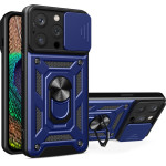 Hurtel Hybrid Armor Camshield iPhone 15 Pro Case with Kickstand and Camera Cover - Blue - (Hybrid Armor Camshield iPhone 15 Pro BLUE)