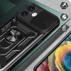 Hurtel Hybrid Armor Camshield iPhone 16 Plus Armored Case with Camera Cover and Stand - Black - (Hybrid Armor Camshield iPhone 16 Plus black)