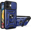 Hurtel Hybrid Armor Camshield iPhone 16 Plus Armored Case with Camera Cover and Stand - Blue - (Hybrid Armor Camshield iPhone 16 Plus blue)