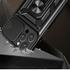 Hurtel Hybrid Armor Camshield iPhone 16 Pro Case with Camera Cover and Stand - Black - (Hybrid Armor Camshield iPhone 16 Pro black)