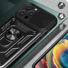 Hurtel Hybrid Armor Camshield iPhone 16 Pro Max Armored Case with Camera Cover and Stand - Black - (Hybrid Armor Camshield iPhone 16 Pro Max black)