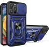 Hurtel Hybrid Armor Camshield iPhone 16 Pro Max Armored Case with Camera Cover and Stand - Blue - (Hybrid Armor Camshield iPhone 16 Pro Max blue)