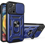 Hurtel Hybrid Armor Camshield iPhone 16 Pro Max Armored Case with Camera Cover and Stand - Blue - (Hybrid Armor Camshield iPhone 16 Pro Max blue)