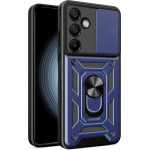 Hurtel Hybrid Armor Camshield with Camera Cover and Metal Ring for Samsung Galaxy S24 FE - Blue - (Hybrid Armor Camshield Samsung Galaxy S24 FE Blue)